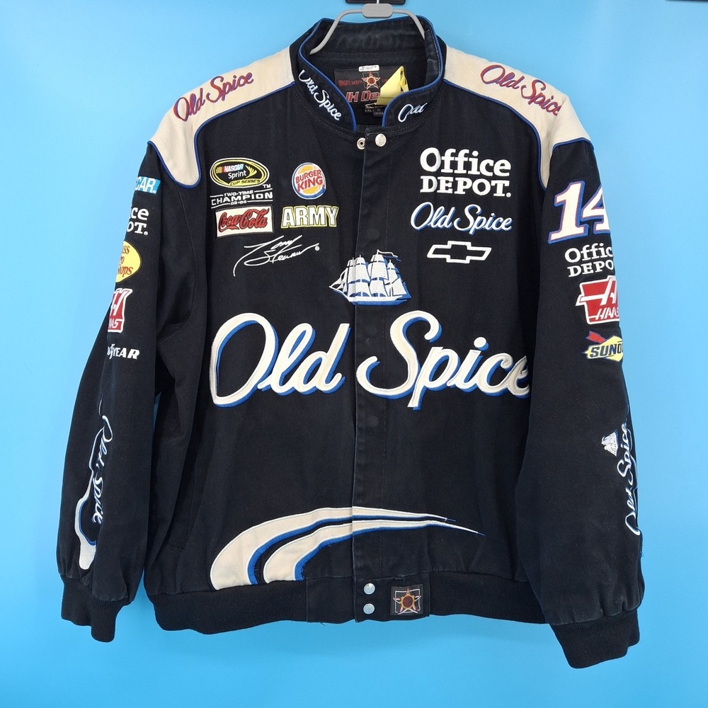 Tony Stewart 14 Jacket Mens 2XL Black NASCAR Racing Old Spice JH Design Coat
